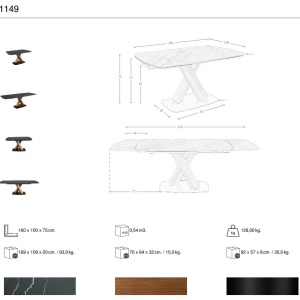 Masa extensibila deosebita design LUX Marble 160-240x100cm - Img 2