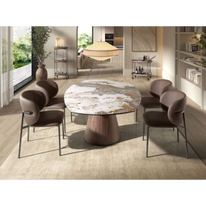 Masa extensibila design LUX Porcelain Marble 130-190cm