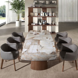 Masa extensibila design LUX Porcelain Marble 180-260cm - Img 7