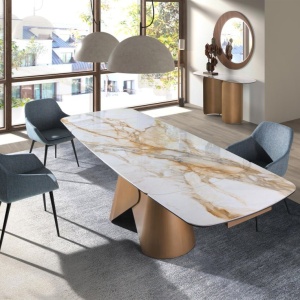 Masa extensibila design LUX Porcelain Marble 180-270cm - Img 2