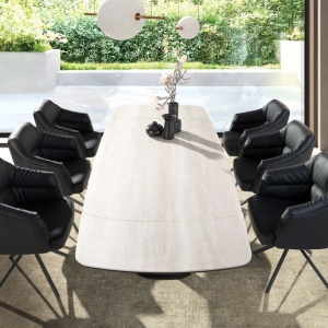 Masa extensibila design LUX Porcelain Marble 180-270x100cm - Img 3