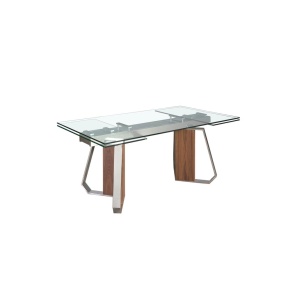 Masa extensibila design LUX Sticla, Furnir de Nuc, Otel 1159 - Img 7