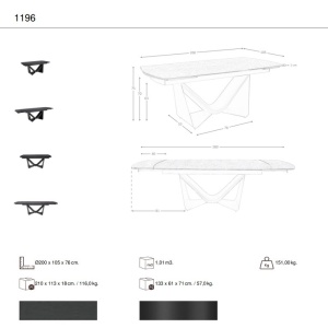Masa extensibila din fibra de sticla si blat din sticla 200-280cm - Img 7