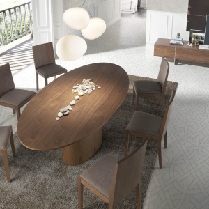 Masa ovala Walnut Veneered, 220x110cm AC-LE015 - Img 7