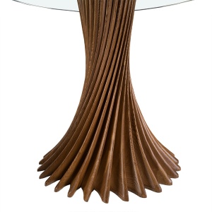 Masa rotunda design modern deosebit Glass and Walnut 130cm - Img 6