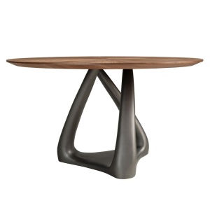 Masa rotunda din lemn furniruit si fibra de sticla Walnut 150cm - Img 6