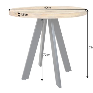 Masa rotunda, Masa bistro Iron Craft mango natur, 80cm - Img 3