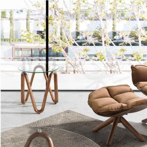 Masuta auxiliara design modern Walnut Round Corner