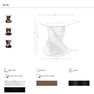 Masuta auxiliara rotunda Porcelain Marble Walnut - Img 7
