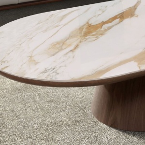 Masuta cu blat din marmura portelanata Walnut 160x80cm - Img 6
