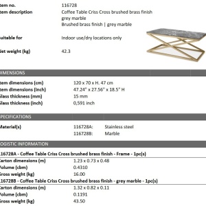 Masuta de cafea design LUX Criss Cross 120x70cm - Img 2