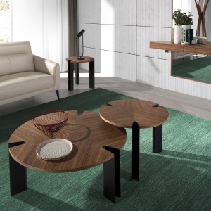 Masuta de cafea moderna design LUX Wood and Black, 90cm - Img 4
