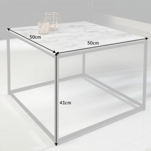 Masuta design minimalist Elements 50cm, marmura alba - Img 7