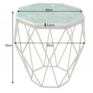 Masuta laterala design minimalist Diamond 50cm, marmura verde - Img 5