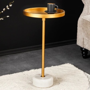 Masuta Laterala, Marmura, Metal, TRAYFUL 60cm, A-44849 VC - Img 6