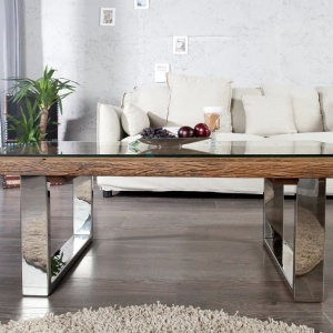 Masuta Living design high-tech din metal si lemn masiv, Barracuda 110cm A-36650+30117G VC - Img 8
