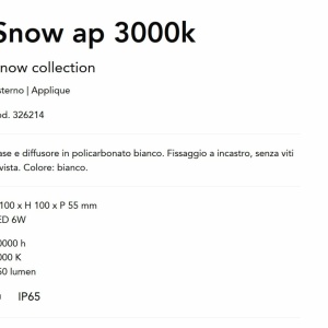 Mini Aplica LED iluminat exterior IP65 Snow ap 3000k 164389 universul-luminii.ro