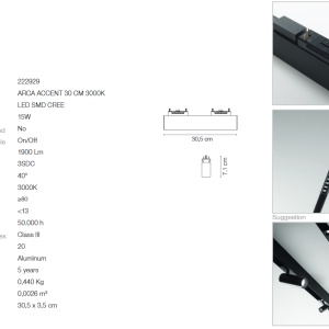 Modul LED pentru sina ARCA ACCENT 30 CM 3000K 222929 64219 universul-luminii.ro