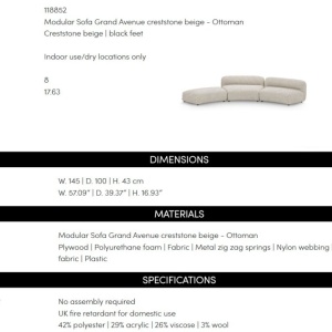 Modul pentru canapeaua design LUX Grand Avenue - Ottoman - Img 2