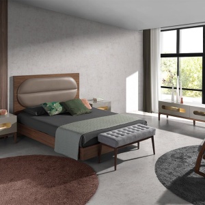 Noptiera design modern cu iluminare interioara Gray and Walnut - Img 3