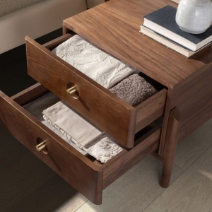 Noptiera LUX din lemn furniruit Walnut - Img 8