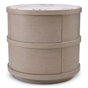 Noptiera/ masuta laterala design LUX Cabana round, stejar albit