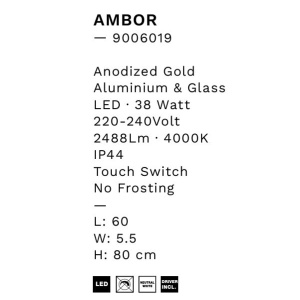 Oglinda baie cu iluminat LED IP44 Ambor, 60x80cm 239469 universul-luminii.ro