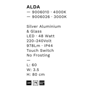 Oglinda cu iluminat LED IP44 3000K Alda, 60x80cm, NVL-9006026 170449 universul-luminii.ro