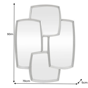 Oglinda perete design geometric QUADRA 90cm argintiu - Img 4