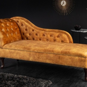 Pat de zi/ Canapea relax clasica stil englezesc Chesterfield galben mustar - Img 4