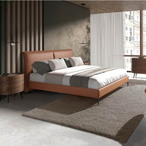 Pat dublu tapitat design LUX Brown 180x200cm
