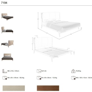 Pat dublu tapitat design LUX din lemn si piele sintetica Mink 180x200cm - Img 6