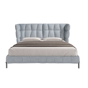 Pat dublu tapitat design LUX Gri-albastrui deschis, 180x200cm - Img 5