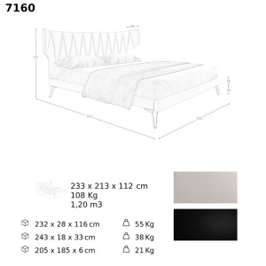 Pat dublu tapitat design LUX Light grey 180x200cm - Img 10