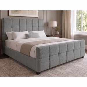 Pat PRESTIGE 180x200cm boucle gri cu spatiu de depozitare