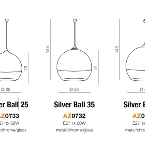 Pendul design modern 18cm Silver Ball 180409 universul-luminii.ro