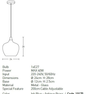 Pendul design modern Milio albastru 24cm - Img 2