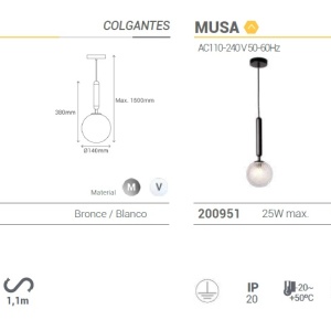 Pendul design modern MUSA transparent/negru 94599 universul-luminii.ro