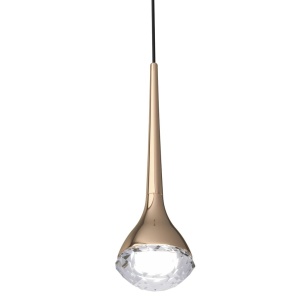 Pendul LED auriu cu cristal de sticla Crima