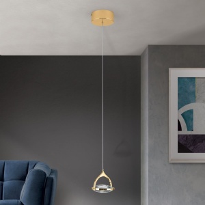 Pendul LED cu cristal K9 design lux MOON auriu 156309 universul-luminii.ro