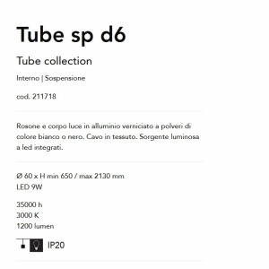 Pendul LED design modern minimalist Tube sp d6 negru 56329 universul-luminii.ro