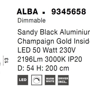Pendul LED dimabil design modern ALBA negru 54cm 115439 universul-luminii.ro