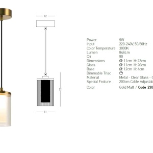 Pendul LED dimabil design modern decorativ Luxury auriu 64059 universul-luminii.ro