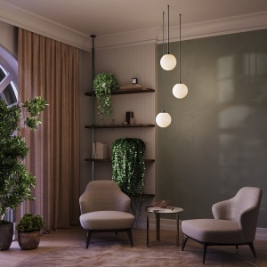 Pendul LED incastrabil design tehnic Luna negru, 3000K 178489 universul-luminii.ro