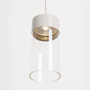 Pendul LED metal gri si sticla Fusion
