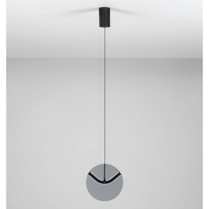 Pendul LED metal negru cu sticla fumurie, HALLEY - Img 3