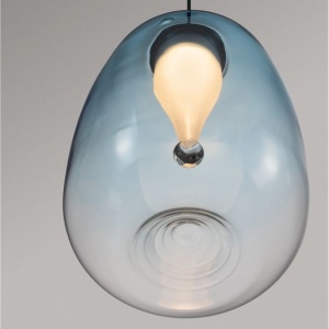 Pendul LED modern, Metal, Sticla, Albastru deschis, OBLO 168499 universul-luminii.ro