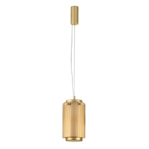 Pendul LED modern, Metal, Sticla, Chihlimbar, VESPER