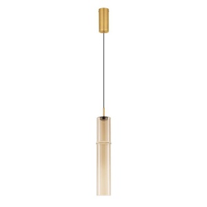 Pendul LED modern, Metal, Sticla, Cognac, SANO