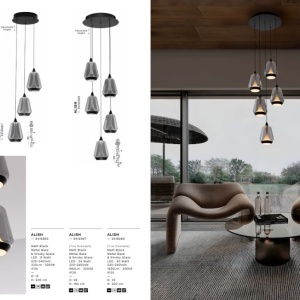 Pendul LED modern, Metal, Sticla, Fumuriu, ALISH 245129 universul-luminii.ro